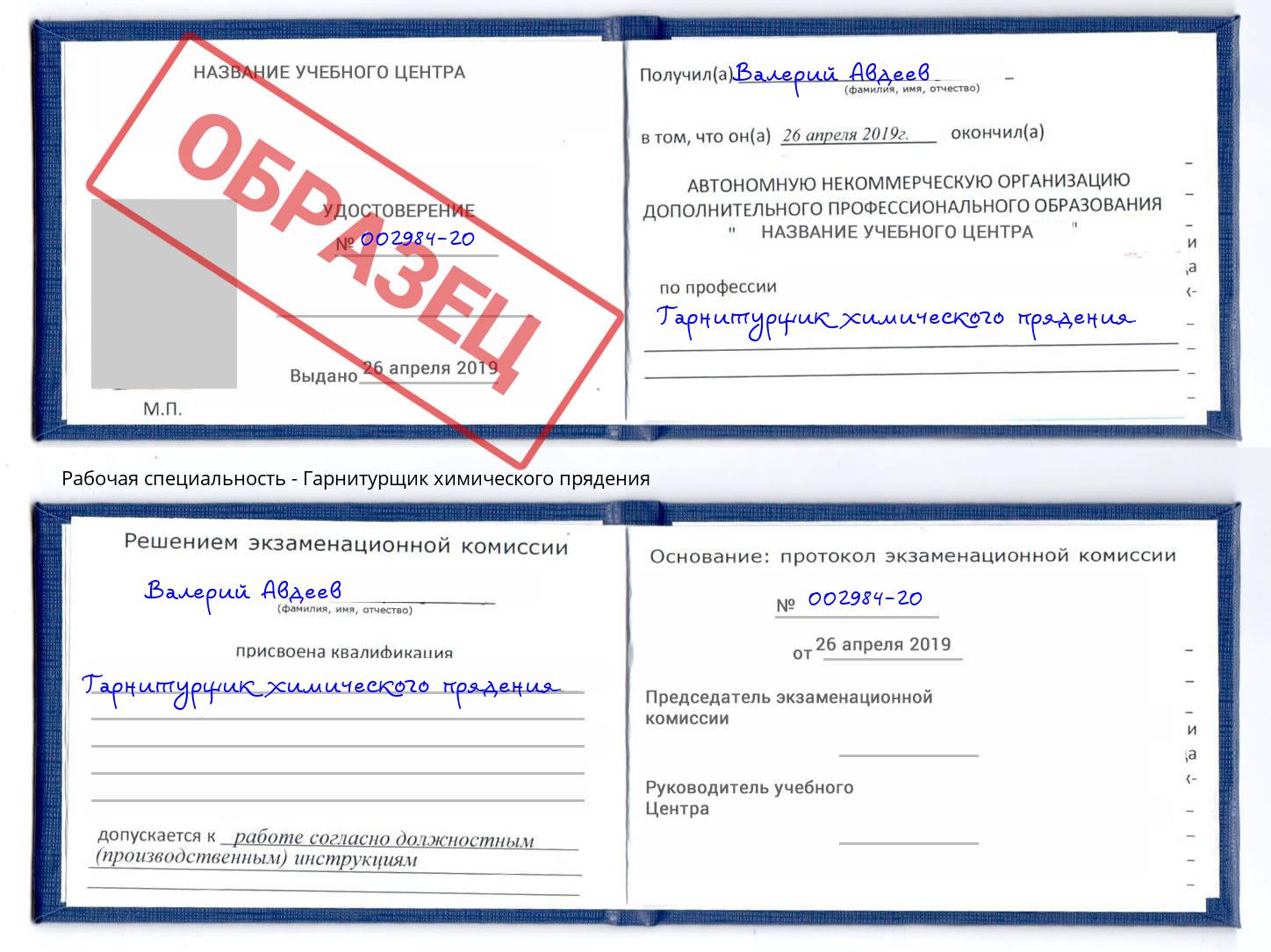 Гарнитурщик химического прядения Сланцы